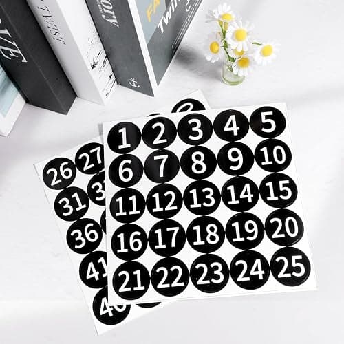 Number Stickers, 1-50 Consecutive Number Labels, 1.18 Inch Self Adhesive Vinyl Labels, Black Waterproof Round Number Decals for Inventory, Storage, Organization, Boxes, Lockers Indoor Outdoor thumbnail 2