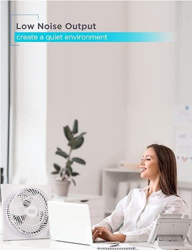 BLACK+DECKER 9-Inch Frameless Box Fan, Freestanding Desk Fan with 3-Speed Settings, Portable Fan for Home Office or Garage, BFB09W, White thumbnail 7