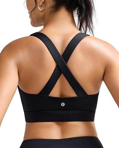 RUNNING GIRL Sports Bra for Women,Molded Cup Strappy Running High Impact Sports Bra with Sewn in Pads - Image 1