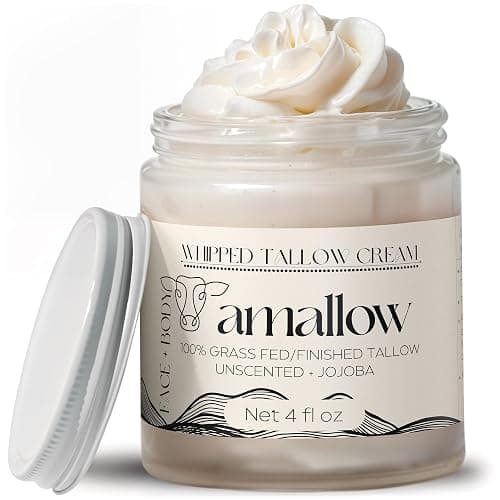 Amallow 100% Grass Fed Beef Tallow for Skin Care - Face + Body - Whipped Moisturizer for Sensitive Skin - Natural Lotion, 4 FL. oz. (Unscented + Jojoba Oil) - Image 1