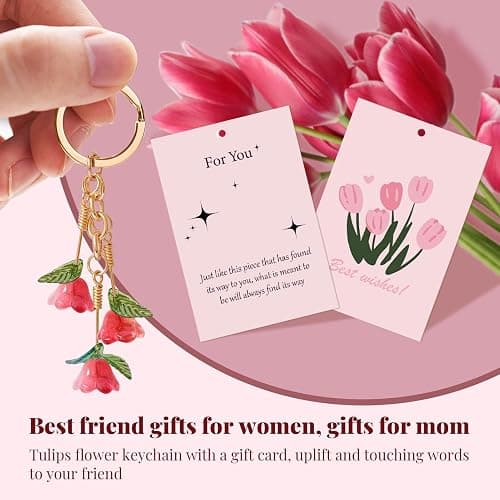 SanQuan Trailing Tulip Flower Keychains for Women-Handmade,Bag Charm,Purse Charm,Elegant Gifts for Women/Mom/Her thumbnail 2