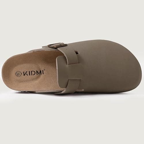 KIDMI Unisex Vegan Suede Clogs Leather Mules Womens Mens Cork Footbed Potato Shoes with Arch Support thumbnail 3