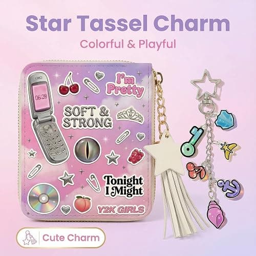 For Katseye Merch Small Zipper Wallet with Keychain, Y2K-Inspired Pop Graphic Coin Wallet with Tassel for Cards Cash & Coins thumbnail 4
