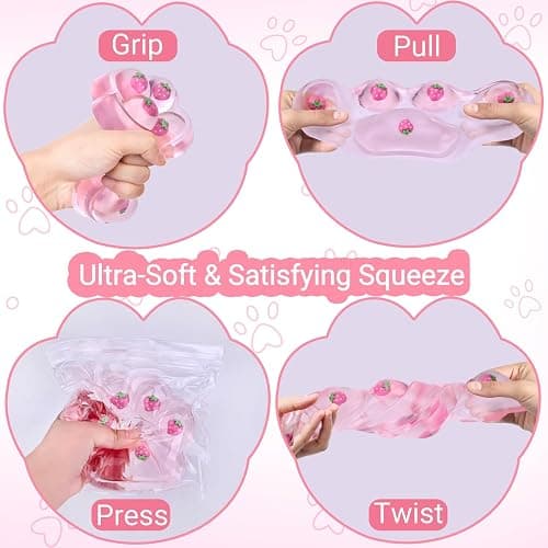 Big Taba Squishy Cat Paw Fidget Toy, Squishies Squeeze Toys for Girls 4-8, Ultra-Soft Sticky Sensory Toy Party Favors for Kids 8-12, Autism Stress Relief (Light Pink) thumbnail 5