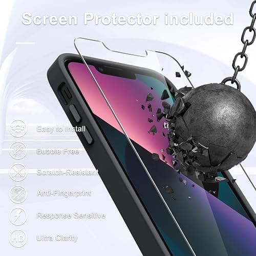 YENAPOON for iPhone 14 Case, iPhone 13 Case, with 1 Screen Protector, Matte Magnetic Slim Phone Cover, Support for Magsafe, Shockproof Protection Translucent Frosted Back,Black thumbnail 7