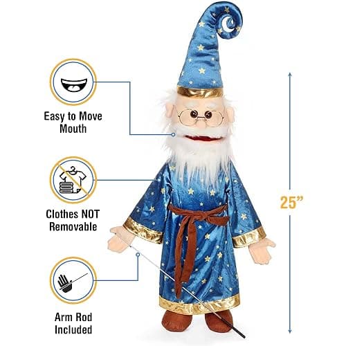 25" Wizard w/Glasses, Full Body, Ventriloquist Style Puppet thumbnail 3