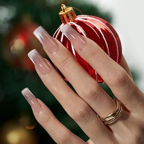 BTArtboxnails XCOATTIPS Press on Nails - Cat Eye Christmas Press on Nails, French Tip Nails Long Square Nail Tips, Soft Gel Nails False Nail, Soak Off Acrylic Fake Nails Extensions thumbnail 2
