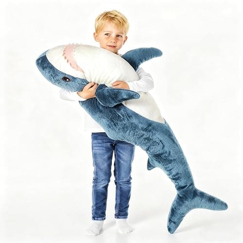 Djungelskog 100cm/39 inch Shark Plush, Giant Shark Stuffed Animal - Ideal Gift for Kid Boy,Girl&Girlfriend - Super Soft and Cuddly! (100cm/39.3inch) - Image 1