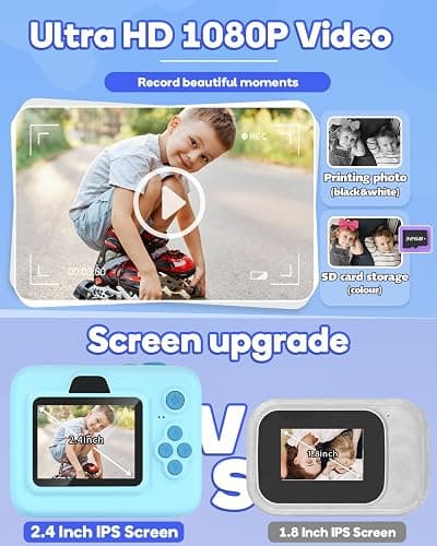 Dylanto Kids Camera Instant Print,1080P Kids Instant Cameras That Print Photos,Christmas Birthday Gifts for Girls Age 3-12,Portable Toy for 3 4 5 6 7 8 9 10 Year Old Girls Boys-Blue thumbnail 4