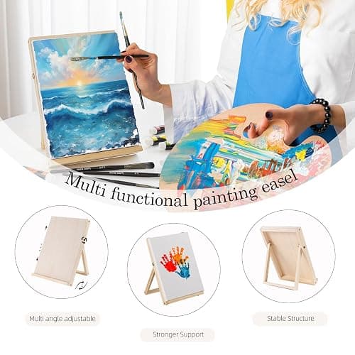 LEYEMO Canvas & Easel Set for Painting, 6 Pack Paint Canvases and 1 Tabeltop Easel, Idea Art Supplies kit for Oil & Acrylic thumbnail 5