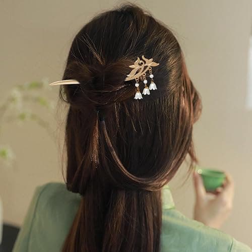10Pcs Gold Vintage Hair Sticks Pins Metal Long Hairpins with Butterfly Flower Pearls Beads Jade Tassel Pendant Asian Chinese Hanfu Hair Chopsticks Hair Bun Updo Holders Hair Accessories for Women thumbnail 6
