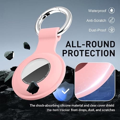 Trazzic Holder for AirTag 2nd & 1st Gen, Ultra Light Silicone Case & Upgrade Waterproof Clear Cover with Durable Anti-Losing Keychain, Shockproof & Anti-Scratch Cover for Pets, Kids, Luggage, Pink thumbnail 3