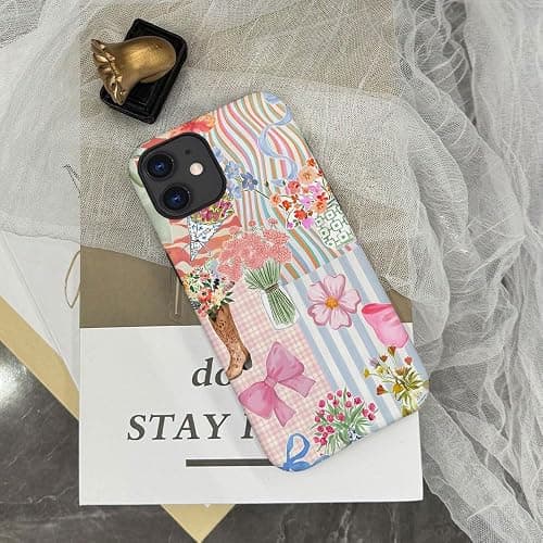 TnXee Case Compatible with iPhone 11,Fall Prevention Hybrid 2-Layer Hard Shell Cases for Girls Boys,Pink Bow Ribbon Collage thumbnail 5