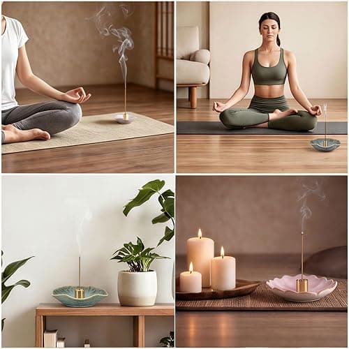 uxcell Ceramic Incense Burner Cone Incense Holder 4 Inch Purple | Handmade Incense Burner Trays, for Sticks, with 9-Holes Incense, for Home Decor Yoga Spa thumbnail 5