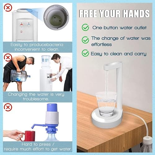 LED Bedside Water Dispenser,Desktop Water Bottle Dispenser,New upgrade LED Light and Touch buttons, Portable 5 Gallon Water Dispenser,with 7 Levels Pumping and Light,Suitable for Home, Office, (white) - Black thumbnail 6