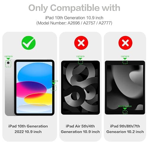 Vobafe Case for iPad A16 11th Generation 11 inch 2025/iPad 10th Generation 10.9 inch 2022, PC Clear Back Cover, Trifold Stand for iPad 11th/10th Gen with Pencil Holder, Auto Wake/Sleep, SpaceGray thumbnail 2