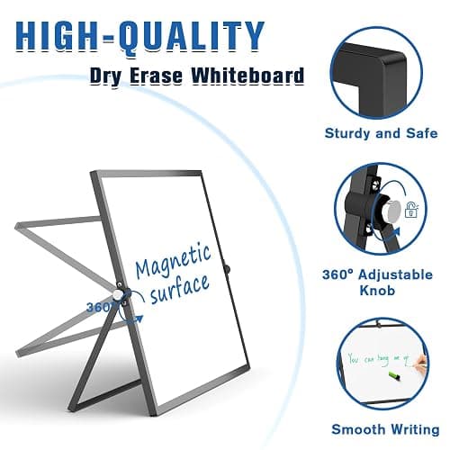 Grtard Dry Erase Magnetic White Board, 16''x12'' Double-Sided Desktop Whiteboard with Stand, Portable Small Whiteboard Set, Dry Erase Board for Drawing, ToDo, Office, Home, School(Black) thumbnail 8