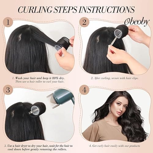 Obeoby 4 Sizes Hair Rollers for Women, Hair Curlers with Clips Comb Curlers for Long Short Curly Hair and Bangs (25, 36, 48, 60mm), Black thumbnail 3