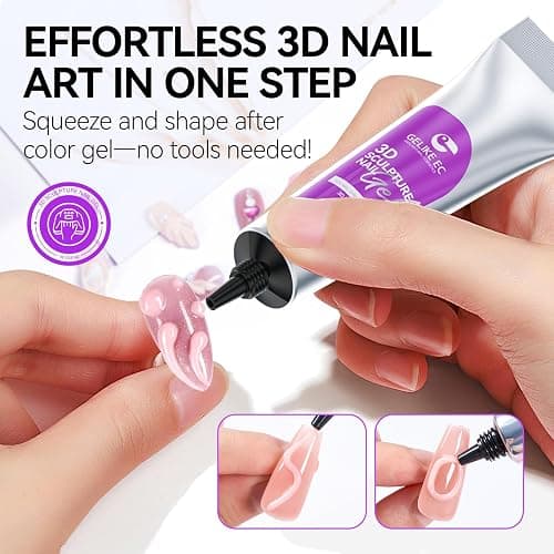 Gelike ec 3D Sculpture Nail Gel - Pink Multifunctional Rhinestone Nail Gel 3D Gel Nail Art for Nail Charms Nail Design Sculpting Nail Decoration Manicure Nail Modeling DIY at home thumbnail 3