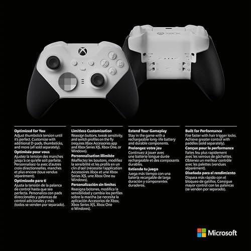 Xbox Elite Series 2 Core Wireless Gaming Controller – White Series X|S, One, Windows PC, Android, and iOS thumbnail 8