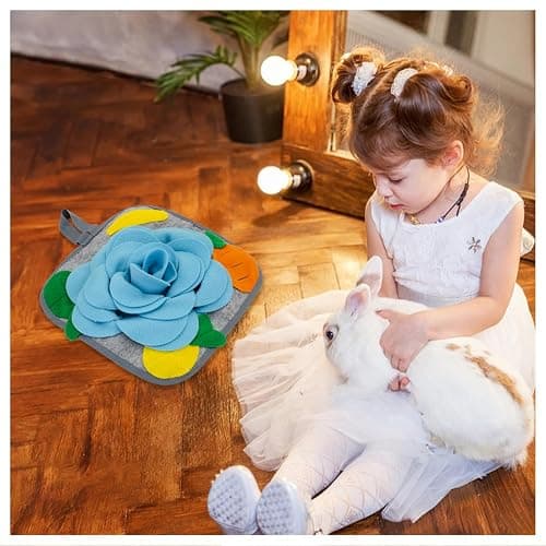 Andiker Rabbit Foraging Mat, 11.8Inch Anti-Slip Rabbit Snuffle Mat with Hanging Rope, Colorful Bunny Snuffle Pad for Chinchillas, Birds, Puppy, Guinea Pig, Snuffle Training (B) thumbnail 5