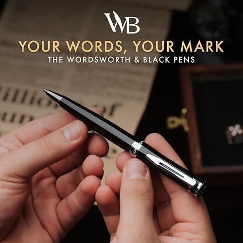 Wordsworth & Black Luxury Refillable Ballpoint Pen Set for Writing, Black | Ball Point Gift for Men & Women, Lacquer Barrel, Fine Point, Executive, Smooth Ink, Case + Refill Included thumbnail 5