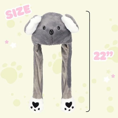 Bubblepompom Animal Hat with Ears Moving Jumping Pop Up Beating Hat Plush Holiday Cosplay Dress Up Funny Gift for Kids thumbnail 3