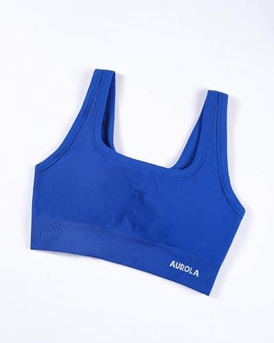 AUROLA Power Womens Square Back Basic Sports Bra - Square Neck Padded Low Impact Yoga Bra Workout Crop Top thumbnail 6