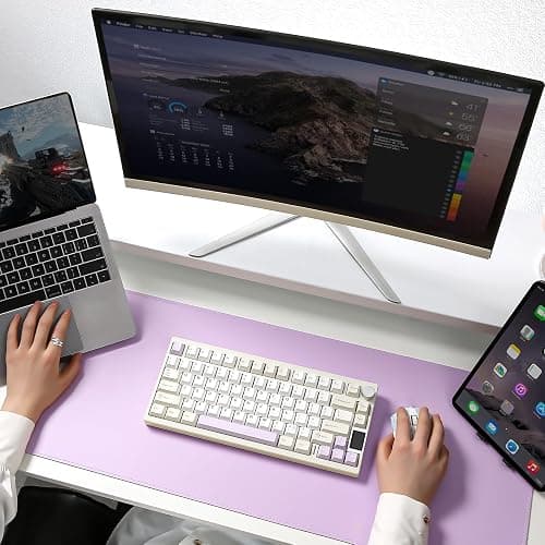 YUNZII AL80 Wireless Mechanical Keyboard,Full Aluminum CNC, Smart LCD Display,Hot Swappable Gasket Mount 75% Layout with Knob,BT/2.4G/USB-C,QMK/VIA Support for Win/Mac (Beige, Cocoa Cream V2 Switch) thumbnail 8