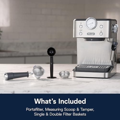 De’Longhi Classic Espresso Machine with Milk Frother, 15-Bar Pump & Temperature Control - Barista Coffee Maker Kit for Espresso, Latte, Cappuccino & Iced Coffee - Italian Stainless Steel Design thumbnail 10
