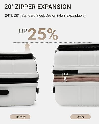 TAKUMI Suitcases with Wheels, Expandable Carry on Luggage, 3 Piece Set | Luggage Sets, Front Pocket, Hardside, Lightweight, 360° Spinner Wheels, TSA Lock, Family Business Travel, White, 20/24/28 thumbnail 7