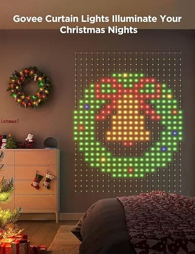 Govee Curtain Lights 2, 520 LEDs, Smart LED Curtain Light with DIY GIF AIGC, Non-Splicable, RGBIC Color Changing Holiday Lights for Indoor Outdoor Bedroom Window Decor, IP65 Waterproof, 4.9×6.6ft thumbnail 2