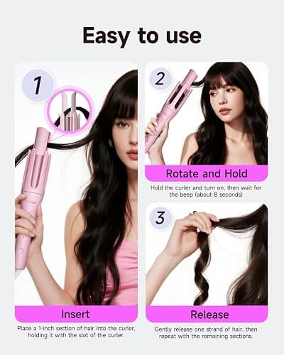 TSUYAGLA Automatic Curling Iron,1 1/4 Hair Curler with 3 Temperatures, 10S Fast Heating, 2-Way Rotation, 30 Min Auto Shut-Off, 500 Million Ionic, Anti-Scald-Tangle for Long Hair thumbnail 3
