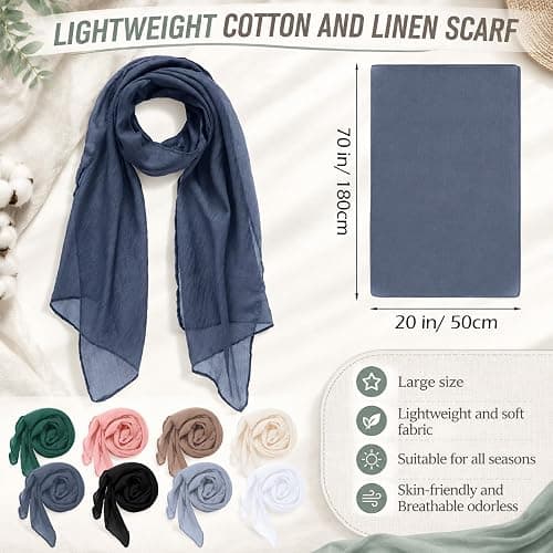Patelai Women Summer Cotton Scarves Lady Light Soft Long Scarf Linen Beach Shawl Wrap, Candy Color thumbnail 3