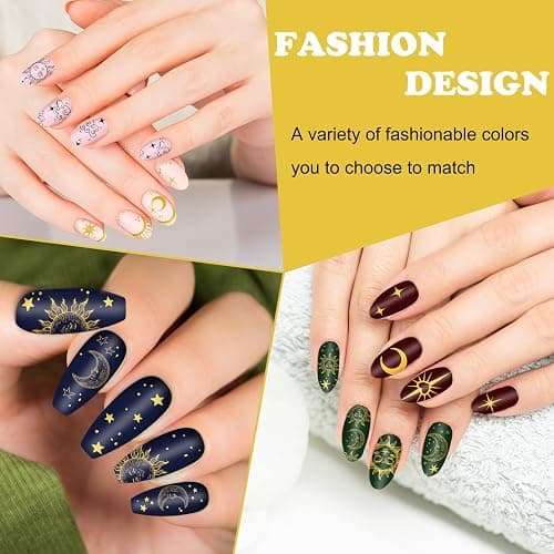 Whaline 6Pcs Sun Moon Star Nail Plates Stamping Set Groovy Stamp Templates Nail Art Plates for DIY Print Manicure Salon Design Gift Supplies thumbnail 6