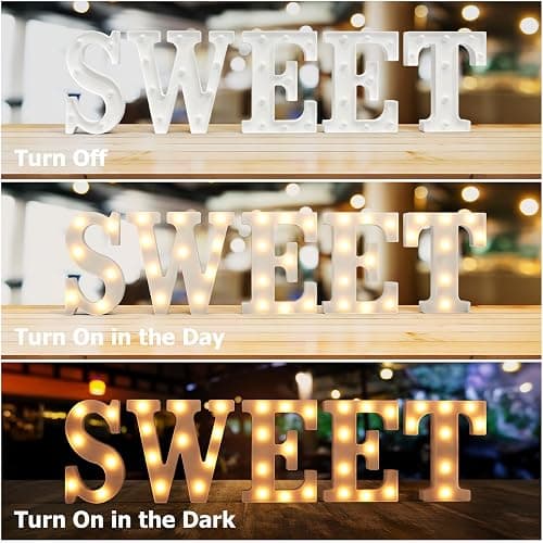Marquee Letters E, Led Letter Lights, 26 Alphabet Battery Powered LED Light Up Name Sign, Decorative Lighted Standing Letters for Graduation Party Night Light Wedding Birthday Room Bar Wall Decor thumbnail 6