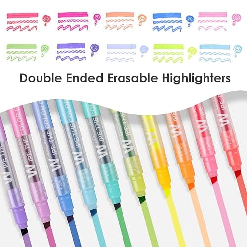 HANKU Erasable Highlighters, Dual Tip 10 Pack Highlighters Assorted Colors Erasable, Smooth Writing Book Journaling No Bleeding Highlighter Pens for Bible Journal Planner thumbnail 2
