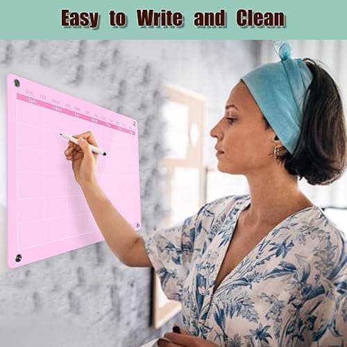 Marribol Acrylic Calendar Dry Erase Board for Wall,15.7''x11.8'',Pink Monthly Calendar Whiteboard for Home,Office, School thumbnail 6