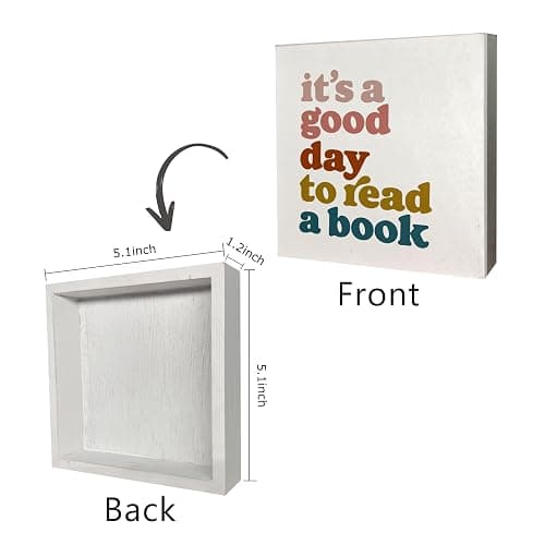 KEUSPI Library Wooden Sign,It's a Good Day to Read a Book,Home Library Signs,Reading Room Corner Decor for Classroom,Book Shelf Decorative,Bookish Decorative,Reading Sign 5x5 inch thumbnail 3