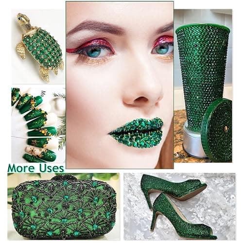 qiipii 2mm-6mm 3 Color Green AB Series Jelly Resin Rhinestones w B7000 Jewelry Glue for Bedazzling Crafting Flatback Stones Gems Diamonds for Nails Face Eyes Makeup Tumblers Bottles DIY Crafts Clothes thumbnail 6