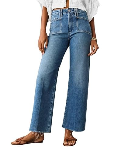 KUNMI Jeans for Women Wide Leg Baggy High Waist Boyfriends Straight Leg Stretchy Denim Pants Trendy Fall 2025 - Image 1