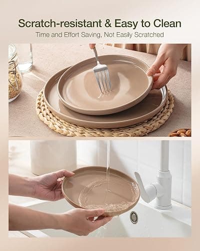 Famiware Milkyway 12-Piece Stoneware Dinnerware Set, Cinnamon Brown | Plates and Bowls for 4, Dishes Set for Everyday & Formal Use, Microwave & Dishwasher Safe, Chip & Scratch Resistant thumbnail 7