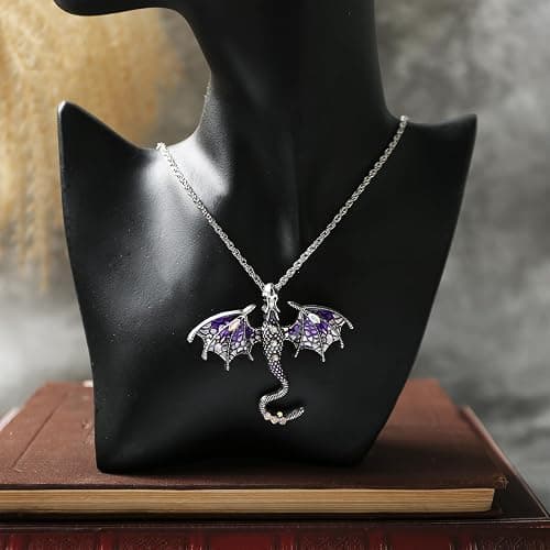 Wasise Dragon Necklace - Gothic Jewellery, Fourth Wing Merch, Gothic Jewelry with Fantasy Dragon Pendant, Chinese Dragons Pendant, Dragons Gifts for Women, Unique Necklace Gifts for Lovers thumbnail 3