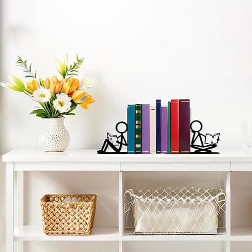 Metal Decorative Bookends Unique Cool Home Desk Bookend Funny People Books Ends Bookshelf Decor for Library Office School Livingroom Ideal Gifts for Book Lovers thumbnail 6