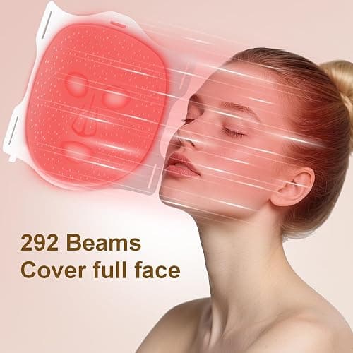 VYM Red Light Therapy for Face: Super Lightweight 292 LEDs High-Energy Red Light Therapy Mask Infrared LED Face Mask Light Therapy at Home Travel 2mm Thickness - White thumbnail 2
