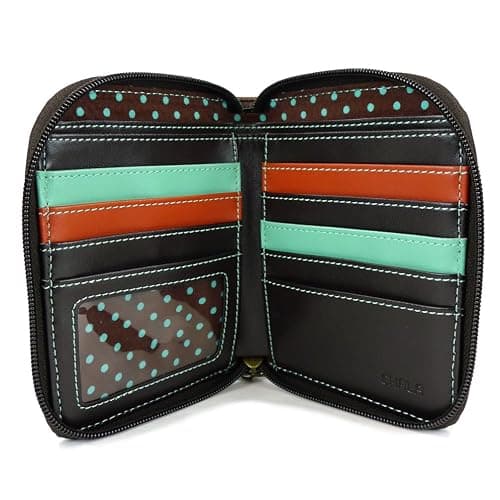 CHALA Handbags- Zip Around Wallet, Wristlet, 8 Credit Card Slots Sturdy Coin Purse for women, Dragonfly, Small thumbnail 4