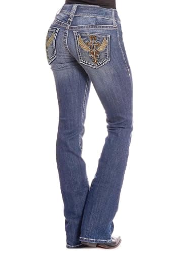 BlueMoment Bootcut Jeans for Curvy Women Western Cowgirls Stretchy Butts Lifting Jeans Retro Mid Low Rise Ladies Denim Jean - Image 1