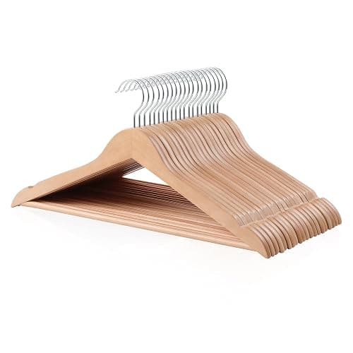 Amazon Basics Wood Suit Clothes Hangers - Natural, 20-Pack - Image 1