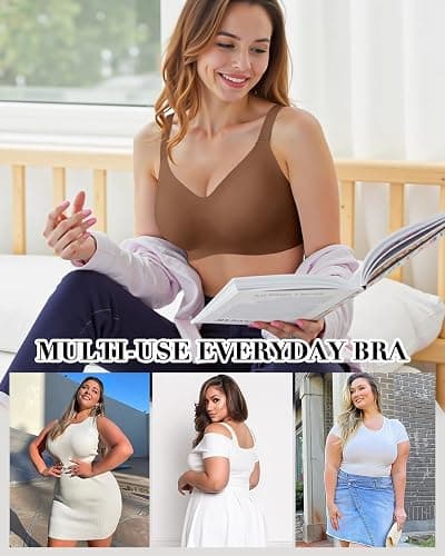 Women’s Plus Size Full Coverage Wireless Bras Supportive Wide Strap Comfort Bra for Sagging Breasts No Back Fat Minimizer Bra thumbnail 6