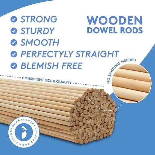 Dowel Rods Wood Sticks Wooden Dowel Rods – 1 x 24 Inch Unfinished Hardwood Sticks – for Crafts and DIYers – 2 Pieces by Woodpeckers thumbnail 4